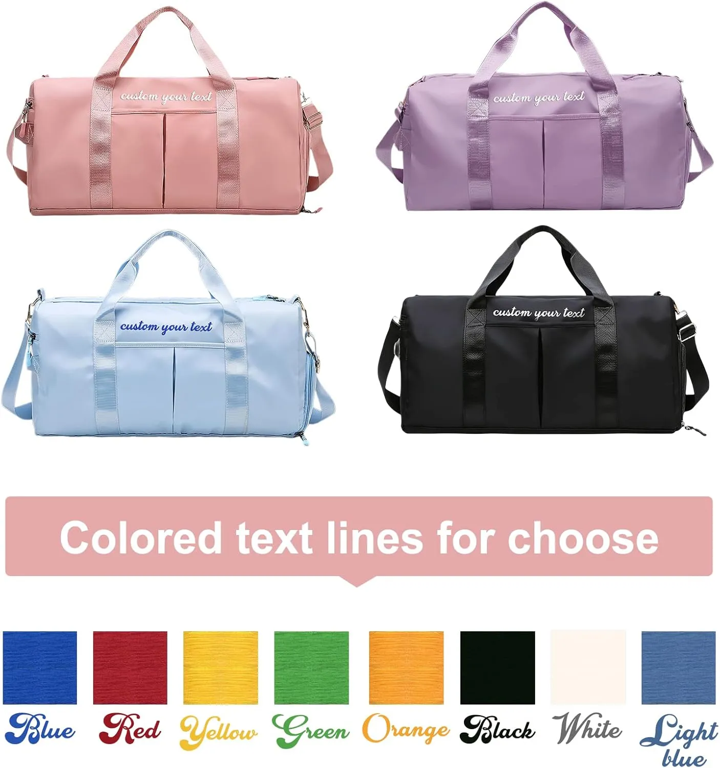 Personalized Blue Polyester Duffel Bag, 19.68 x 11.4 x 9.05 inches, Custom Sports Gym Travel Bag with Wet Dry Pockets & Shoe Compartment
