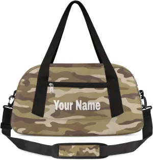 Personalized Camouflage Effective Sport Duffel Bag Custom Name Kids Gym Bags Carry On Travel Bag Weekender Overnight Bag for Boys Girls Teens