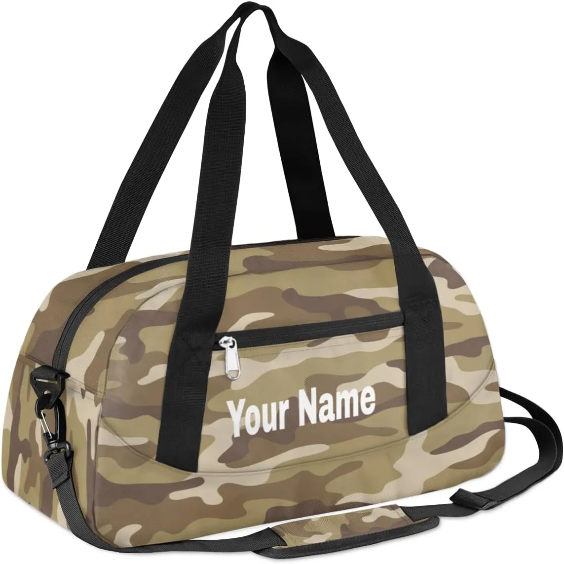 Personalized Camouflage Effective Sport Duffel Bag Custom Name Kids Gym Bags Carry On Travel Bag Weekender Overnight Bag for Boys Girls Teens