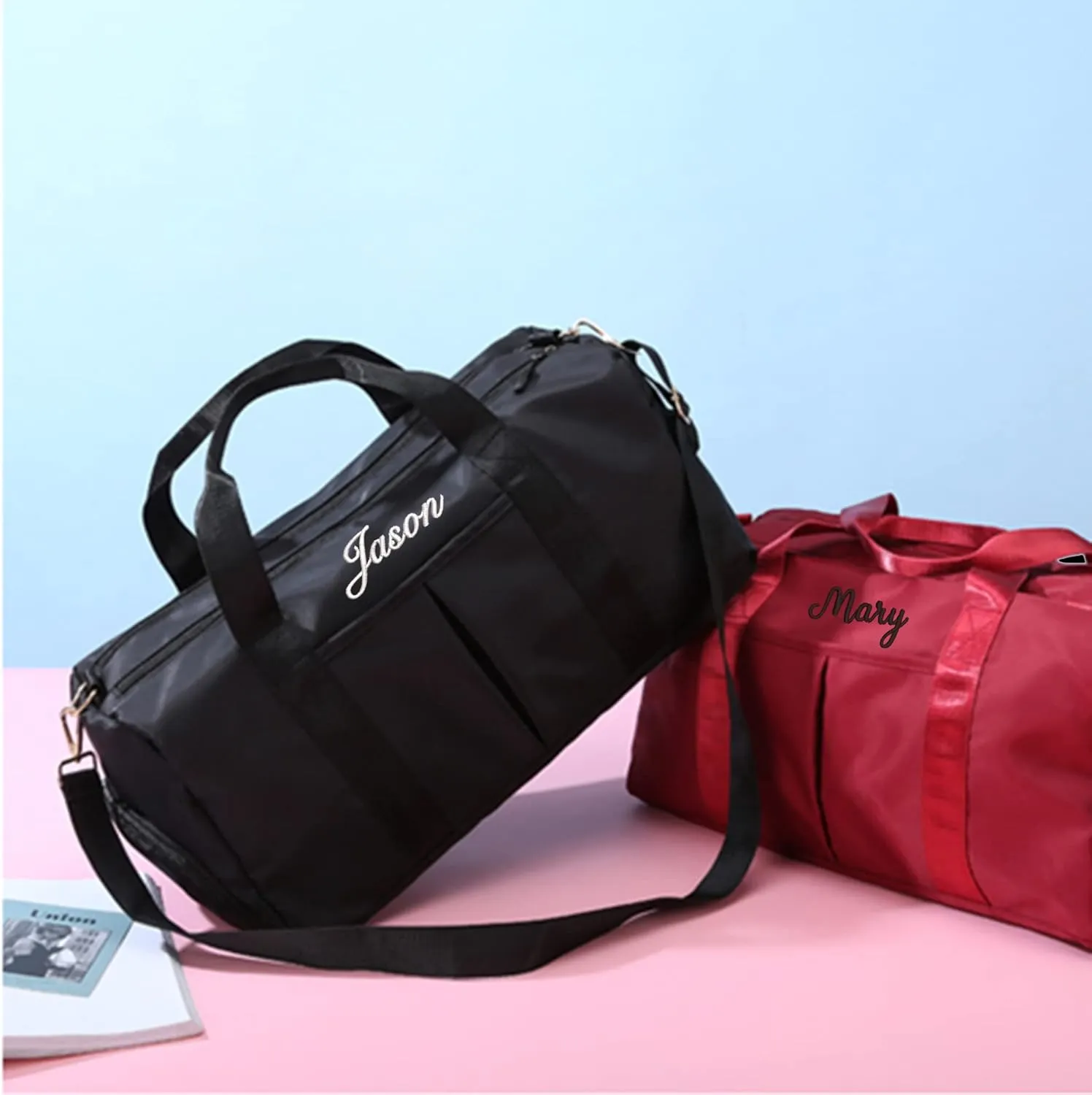 Personalized Custom Duffel Bag for men women Embroidered Name Sports Gym Bag Dance Bag Travel Bag weekend Bag Luggage 19.3x9.4x9.8inch Su-YJF411bag 43-B 0