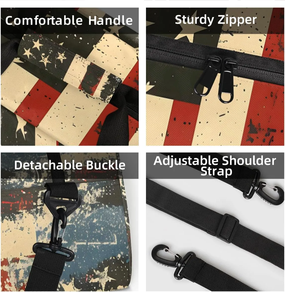 Personalized Custom Gym Bag for Women Men Carry on American Flag Travel Duffel Tote Vintage Independence Day Overnight Workout Weekender Bag