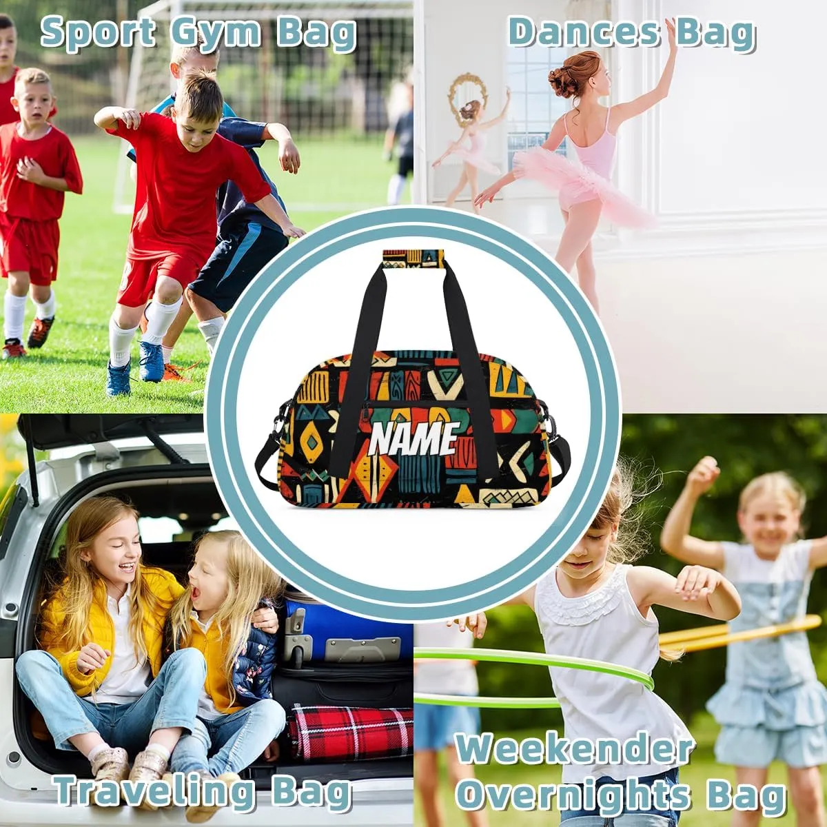 Personalized Custom Gym Bag for Women Men Carry on Aztec Western Travel Duffel Tote Abstract Pattern Overnight Workout Weekender Bag