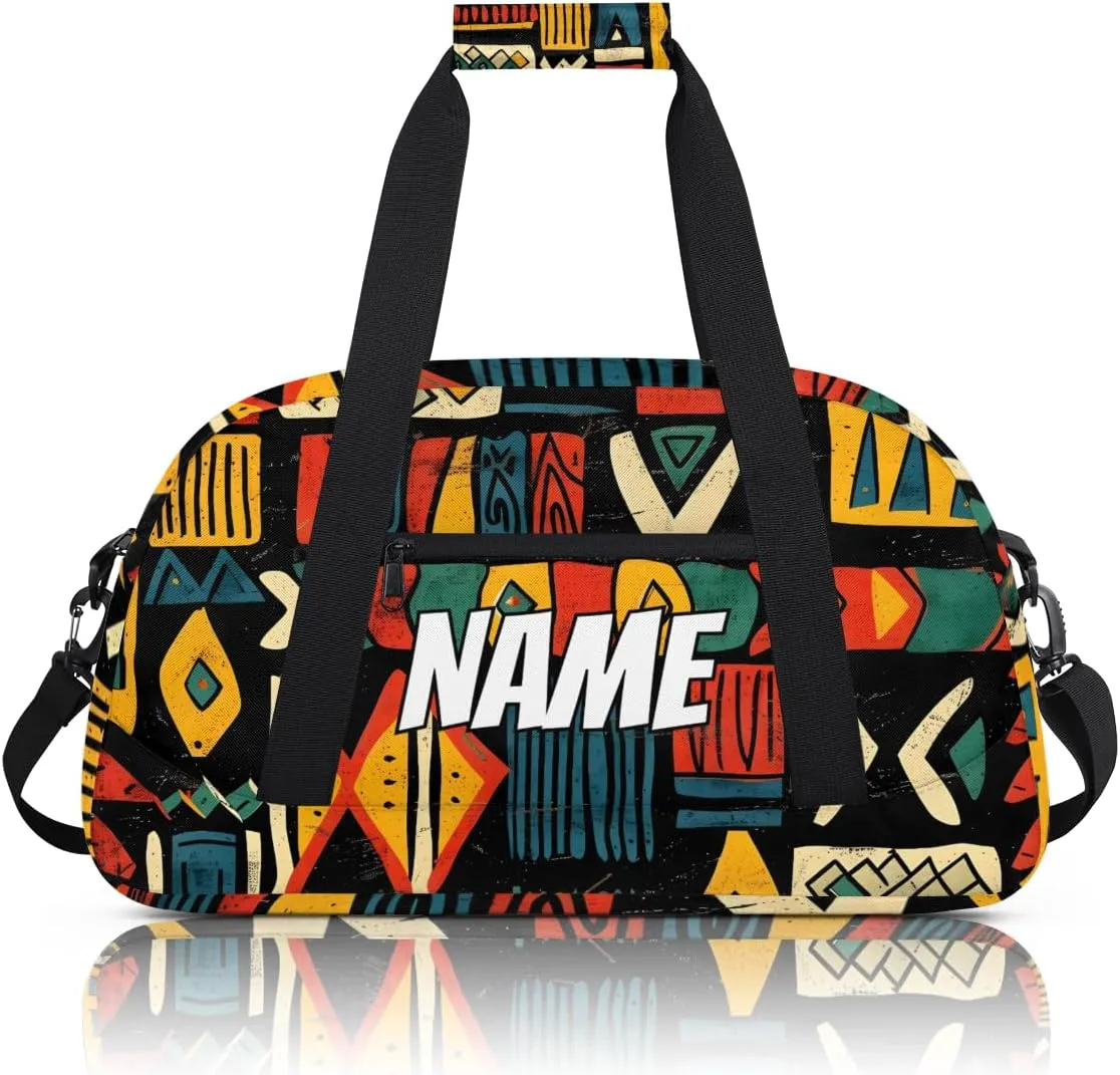 Personalized Custom Gym Bag for Women Men Carry on Aztec Western Travel Duffel Tote Abstract Pattern Overnight Workout Weekender Bag