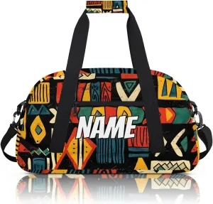 Personalized Custom Gym Bag for Women Men Carry on Aztec Western Travel Duffel Tote Abstract Pattern Overnight Workout Weekender Bag