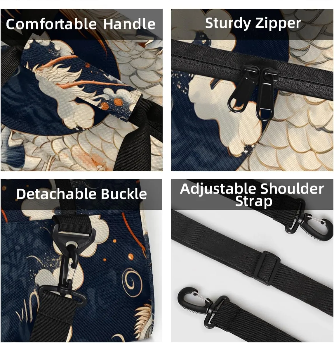 Personalized Custom Gym Bag for Women Men Carry on Chinese Dragon Travel Duffel Tote Asian Animal Overnight Workout Weekender Bag
