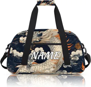 Personalized Custom Gym Bag for Women Men Carry on Chinese Dragon Travel Duffel Tote Asian Animal Overnight Workout Weekender Bag