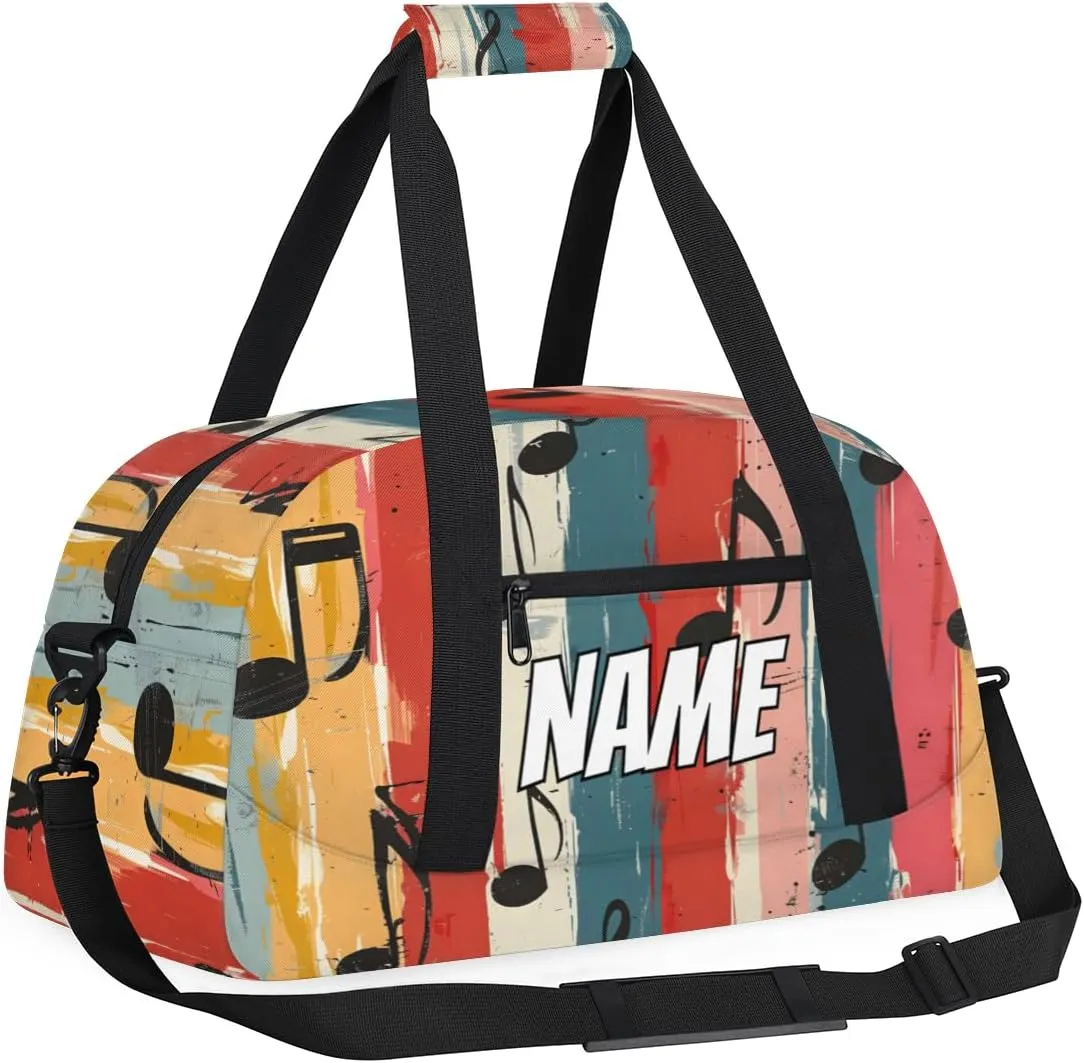 Personalized Custom Gym Bag for Women Men Carry on Music Note Travel Duffel Tote Colorful Note Overnight Workout Weekender Bag