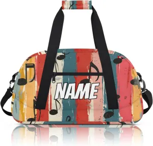 Personalized Custom Gym Bag for Women Men Carry on Music Note Travel Duffel Tote Colorful Note Overnight Workout Weekender Bag