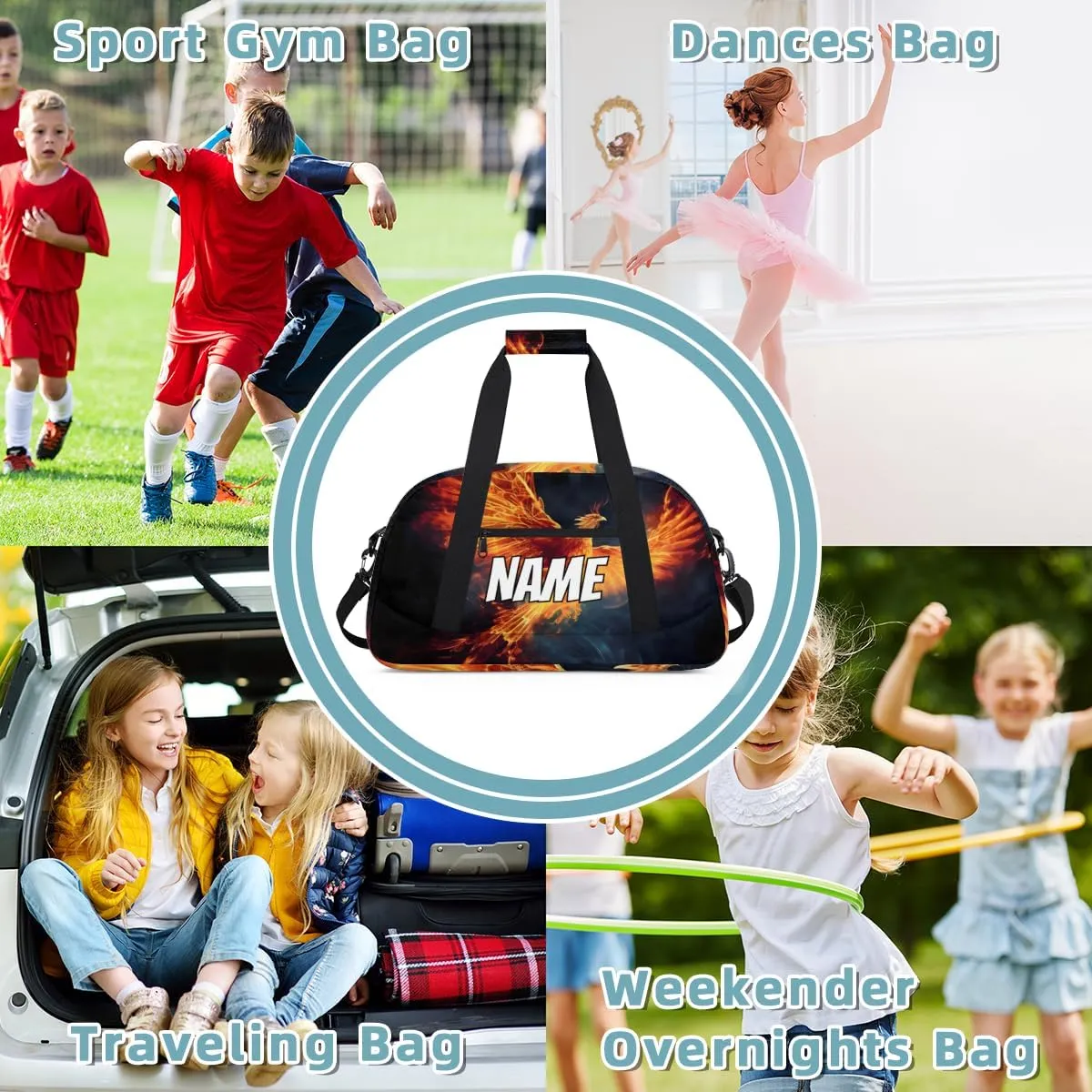 Personalized Custom Gym Bag for Women Men Carry on Phoenix Travel Duffel Tote Cool Animal Overnight Workout Weekender Bag
