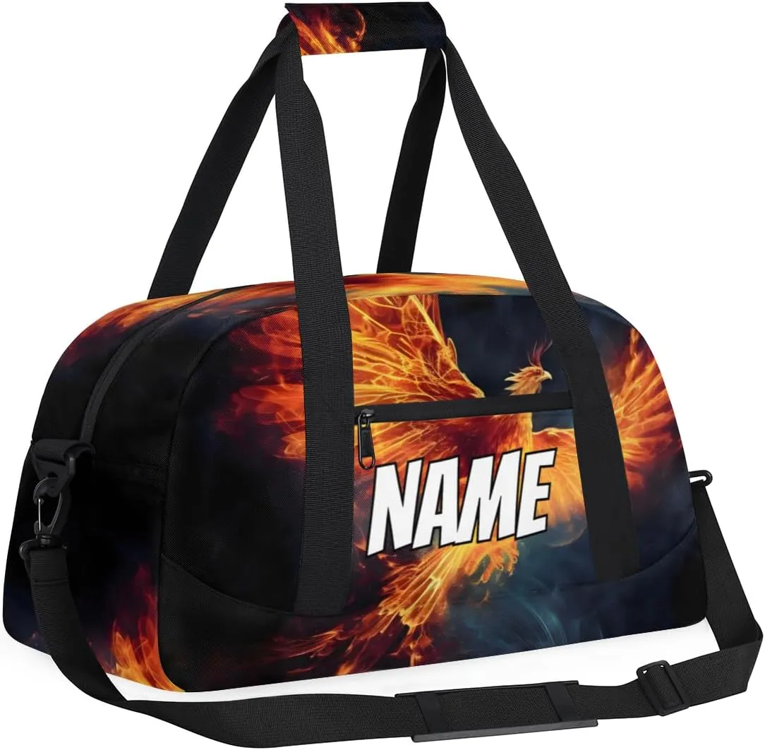 Personalized Custom Gym Bag for Women Men Carry on Phoenix Travel Duffel Tote Cool Animal Overnight Workout Weekender Bag