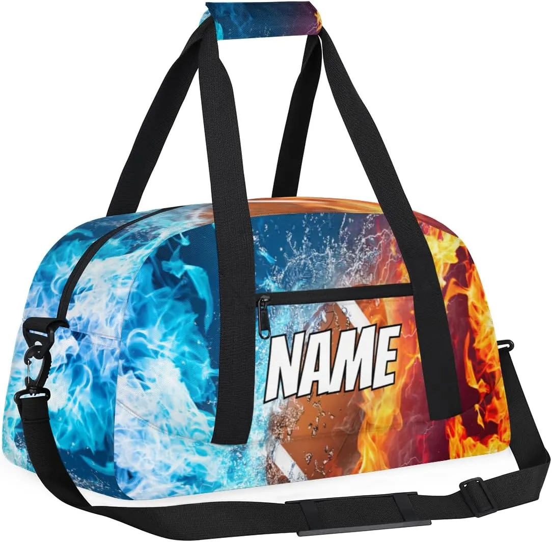 Personalized Custom Gym Bag for Women Men Carry on Rugby Ball Travel Duffel Tote Sport Ball Overnight Workout Weekender Bag