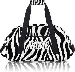 Personalized Custom Gym Bag for Women Men Carry on Zebra Print Travel Duffel Tote Skin Abstract Overnight Workout Weekender Bag