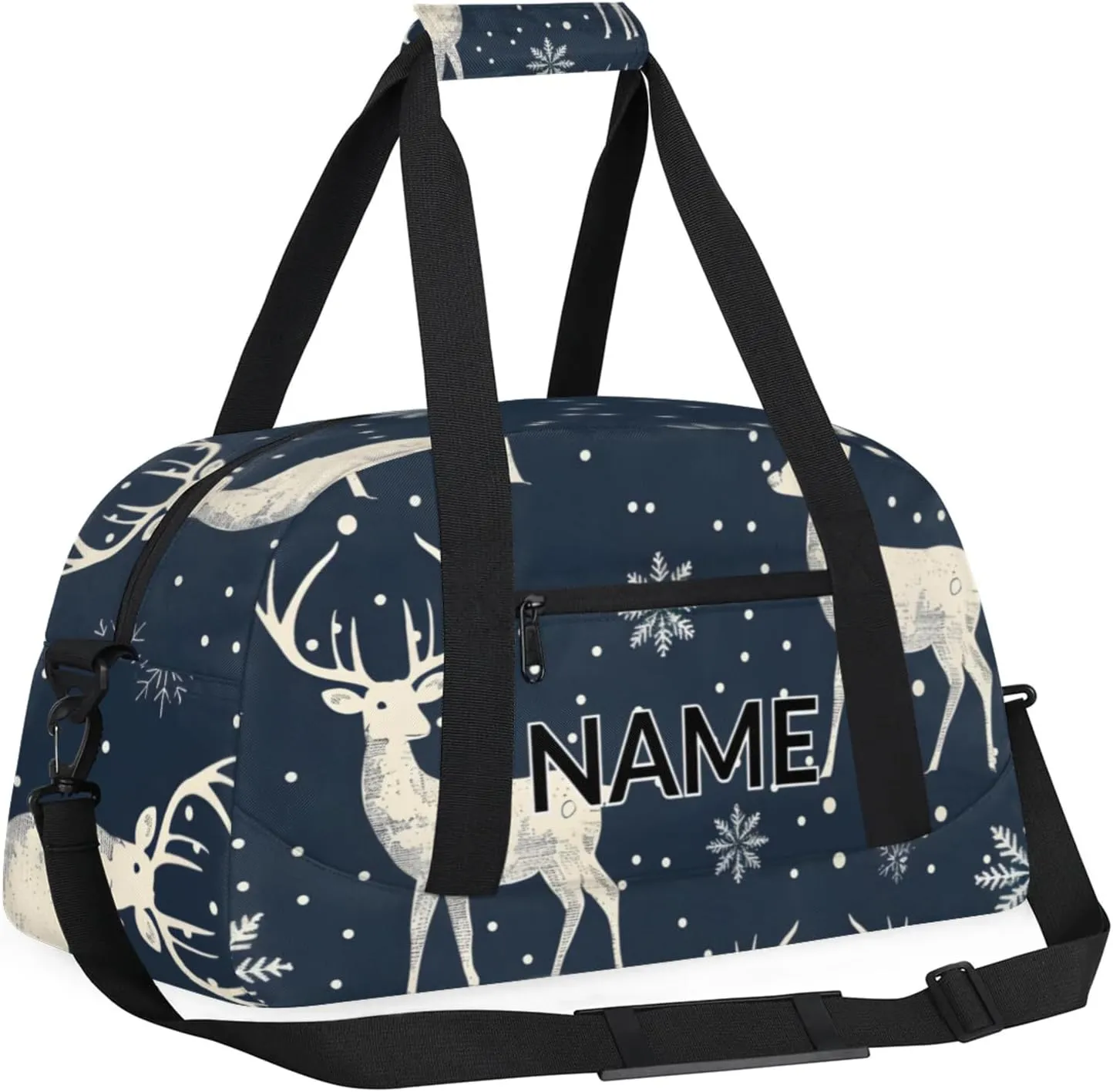 Personalized Custom Rustic Deer Gym Bag for Women Men Carry on Travel Duffel Tote Misty Forest Overnight Workout Weekender Bag