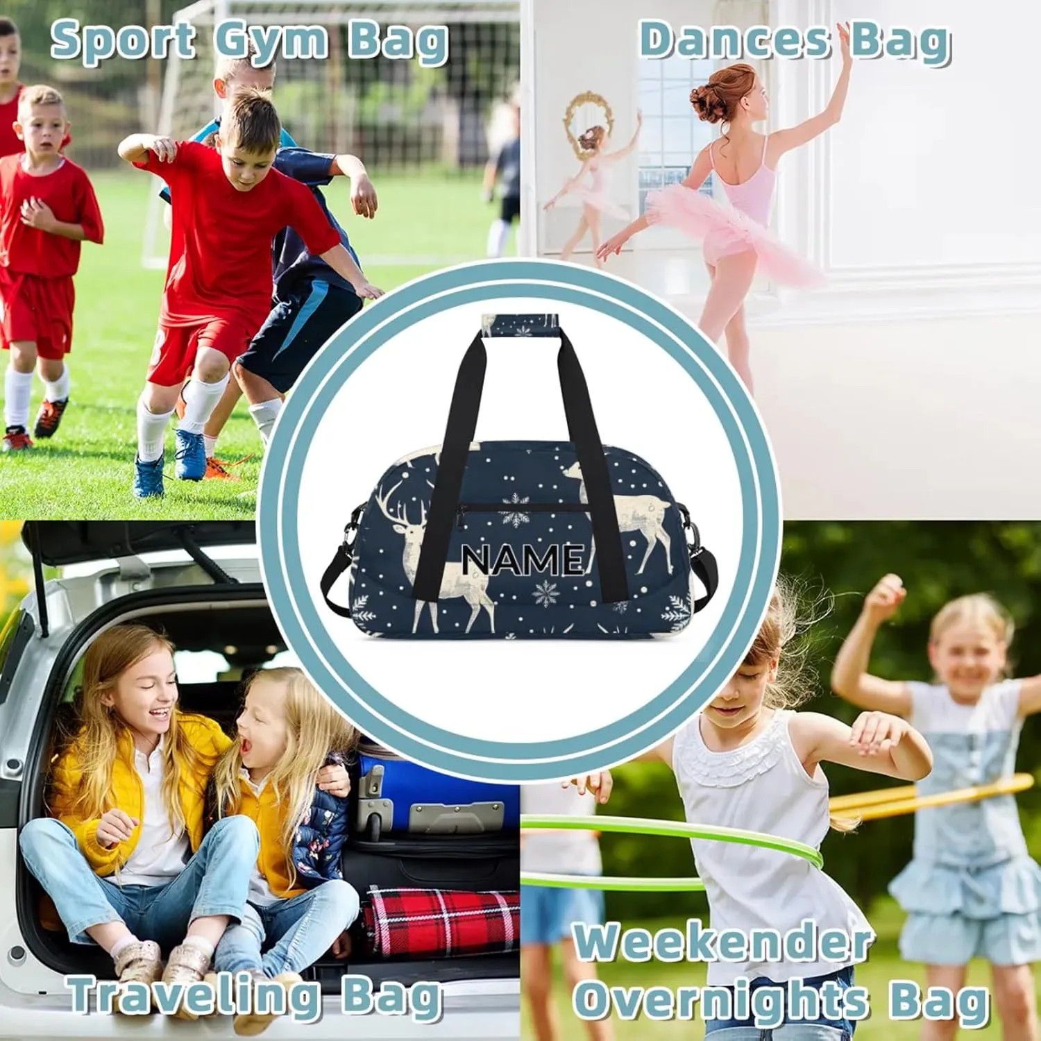 Personalized Custom Rustic Deer Gym Bag for Women Men Carry on Travel Duffel Tote Misty Forest Overnight Workout Weekender Bag