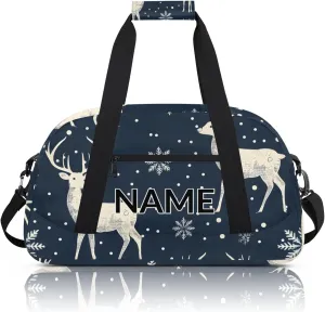 Personalized Custom Rustic Deer Gym Bag for Women Men Carry on Travel Duffel Tote Misty Forest Overnight Workout Weekender Bag