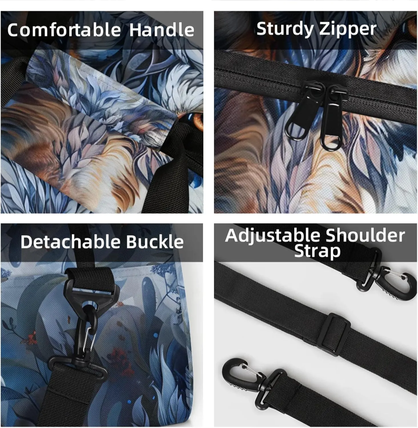 Personalized Custom Wolf Gym Bag for Women Men Carry on Travel Duffel Tote Wildlife Animal Overnight Workout Weekender Bag
