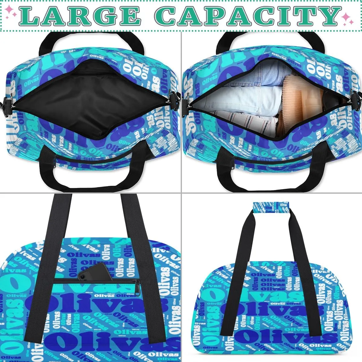 Personalized Dance Bag Gymnastics Bag for Girl, Custom Sport Duffel Bag for Boy, Kids Gym Bag Weekender Bags for Travel Sport Blue Green