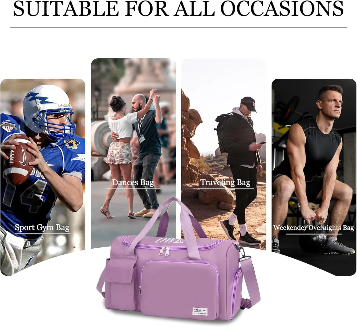 Personalized Duffel Bag Custom Travel Duffel Bag with Embroidery Name, Sport Gym Bags for Women/Men, Dry/Wet Bag with Shoe Compartment, Weekender Overnight Bag for Traveling Camp Dance Bridesmaid