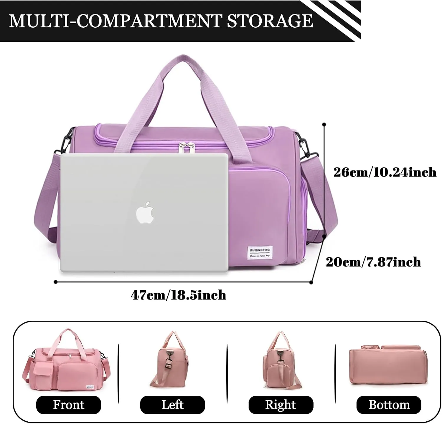 Personalized Duffel Bag Custom Travel Duffel Bag with Embroidery Name, Sport Gym Bags for Women/Men, Dry/Wet Bag with Shoe Compartment, Weekender Overnight Bag for Traveling Camp Dance Bridesmaid
