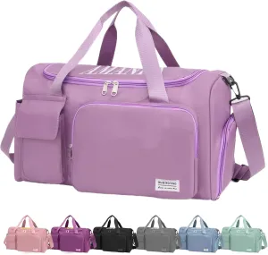 Personalized Duffel Bag Custom Travel Duffel Bag with Embroidery Name, Sport Gym Bags for Women/Men, Dry/Wet Bag with Shoe Compartment, Weekender Overnight Bag for Traveling Camp Dance Bridesmaid