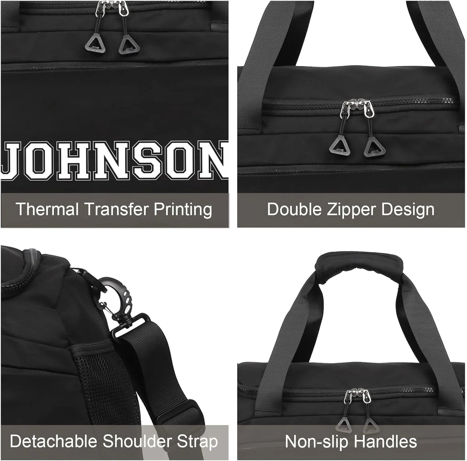 Personalized Gym Bag Custom Name Gym Bags for Men Women duffle bag for travel Weekend Sport Bag Carry On Bags for Airplanes Black Pink Purple 18x10x9 Inches