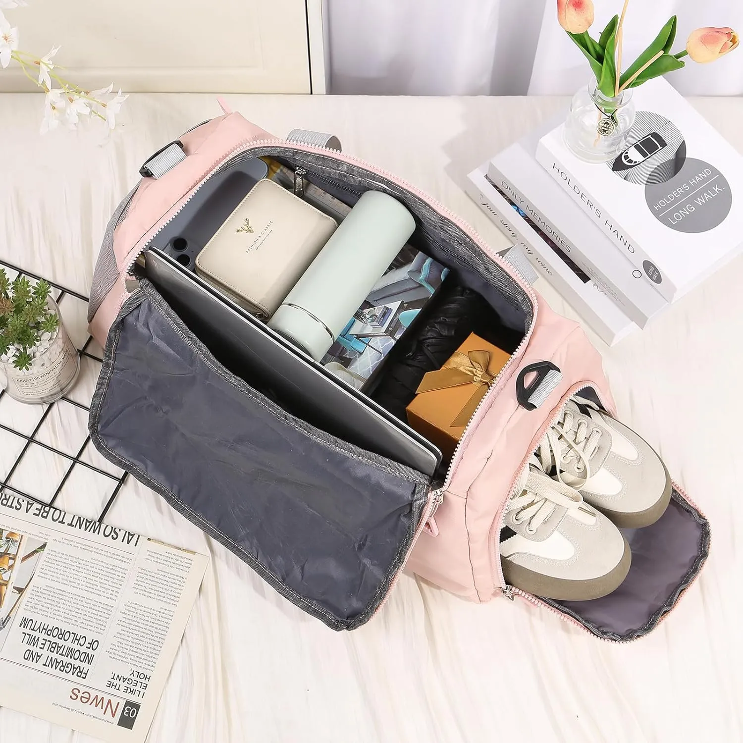 Personalized Gym Bag Custom Name Gym Bags for Men Women duffle bag for travel Weekend Sport Bag Carry On Bags for Airplanes Black Pink Purple 18x10x9 Inches