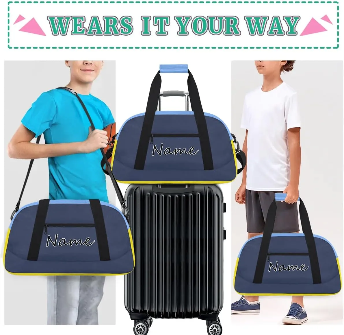 Personalized Gym Bag for Men Women, Custom Name Sports Travel Duffel Bag Gym Tote Bags Swimming Workout Carry On Weekender Duffel Bag