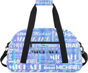 Personalized Gym Bag with Name Blue Custom Gym Bag Sport Duffel Bag for Women, Customized Gymnastics Ballet Dance Bag Overnight Weekender Bag