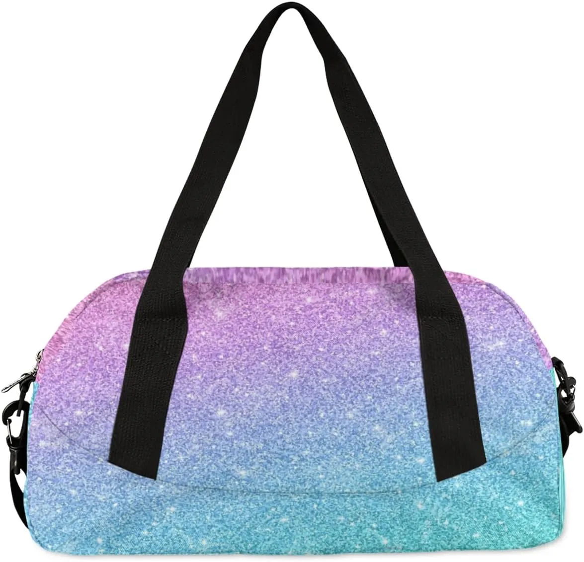 Personalized Gymnastics Dance Bag for Girls, Customized Kids Overnighter Duffle Bag for Gym,Travel Sport Weekender Bags with Name Text Logo Team Gifts,Glitter
