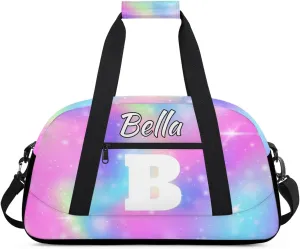 Personalized Initial Gym Duffel Bag, Monogrammed Gifts Sports Duffel Bag Weekender Overnight Bag for Women Men, Colorful