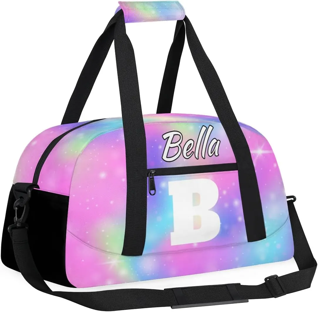 Personalized Initial Gym Duffel Bag, Monogrammed Gifts Sports Duffel Bag Weekender Overnight Bag for Women Men, Colorful