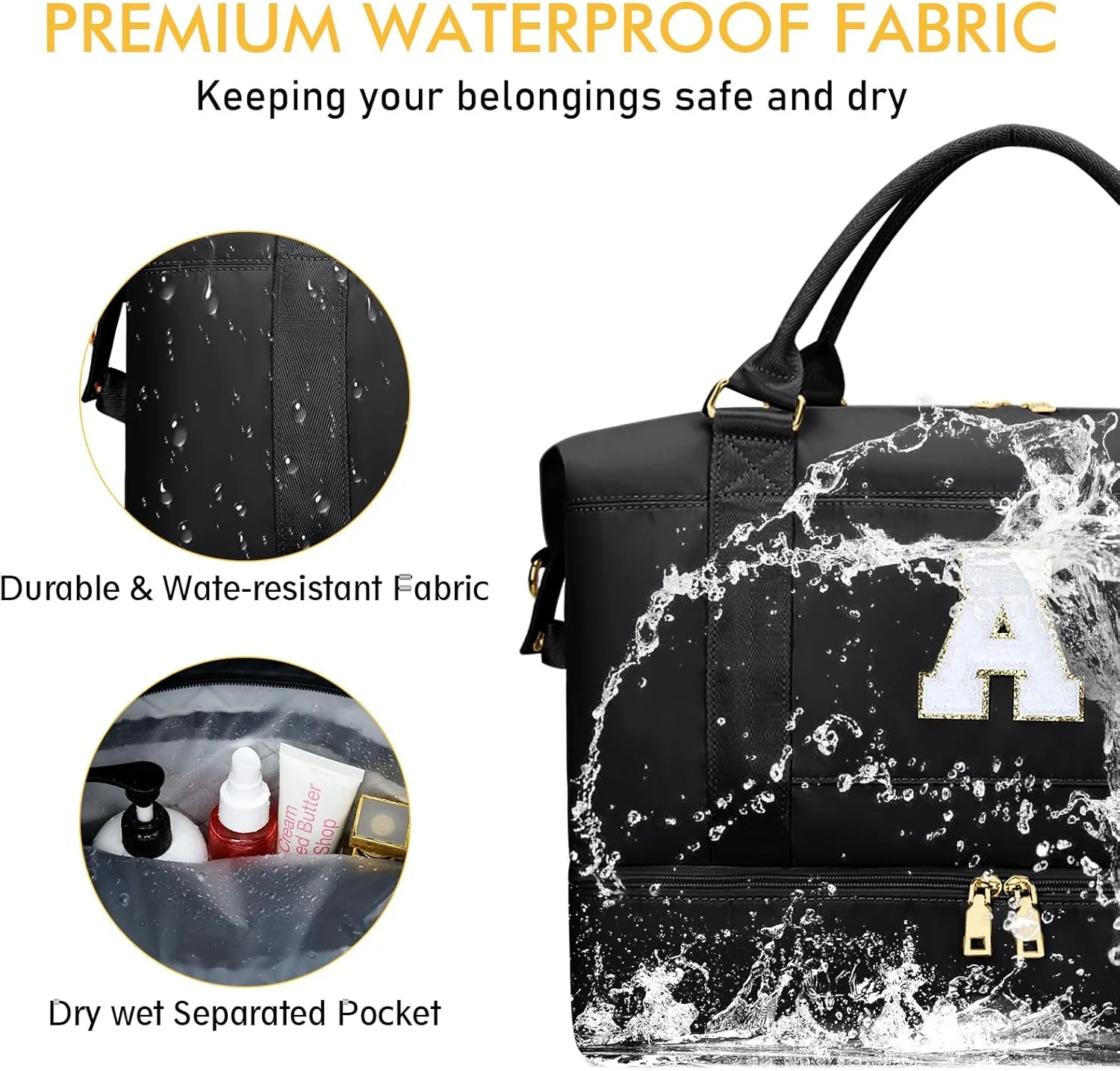 Personalized Initial Travel Duffle Bag for Teen Girl, Weekender Overnight Monogram Gym Carry on Bag with Shoe Compartment, Gifts for Daughter Friend Birthday Christmas