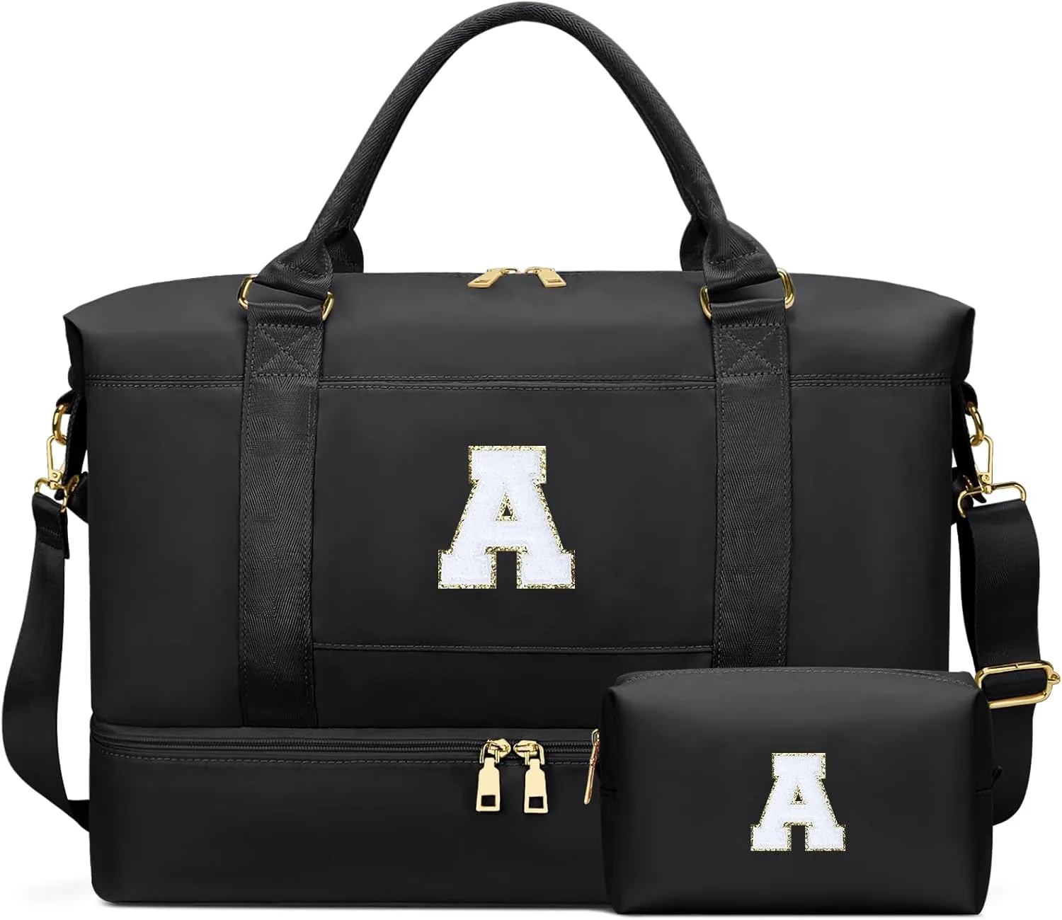 Personalized Initial Travel Duffle Bag for Teen Girl, Weekender Overnight Monogram Gym Carry on Bag with Shoe Compartment, Gifts for Daughter Friend Birthday Christmas