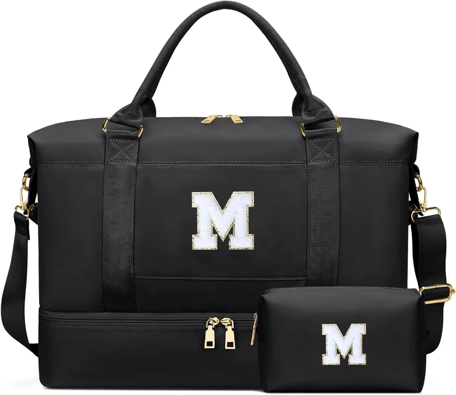 Personalized Initial Travel Duffle Bag for Teen Girl, Weekender Overnight Monogram Gym Carry on Bag with Shoe Compartment, Gifts for Daughter Friend Birthday Christmas
