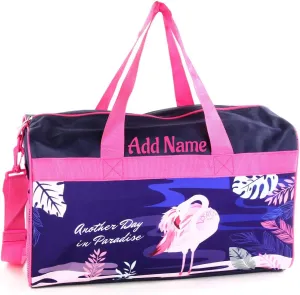 Personalized Kids 18 Inch Duffel Bag for Sports, Travel and Sleepover - Flamingo