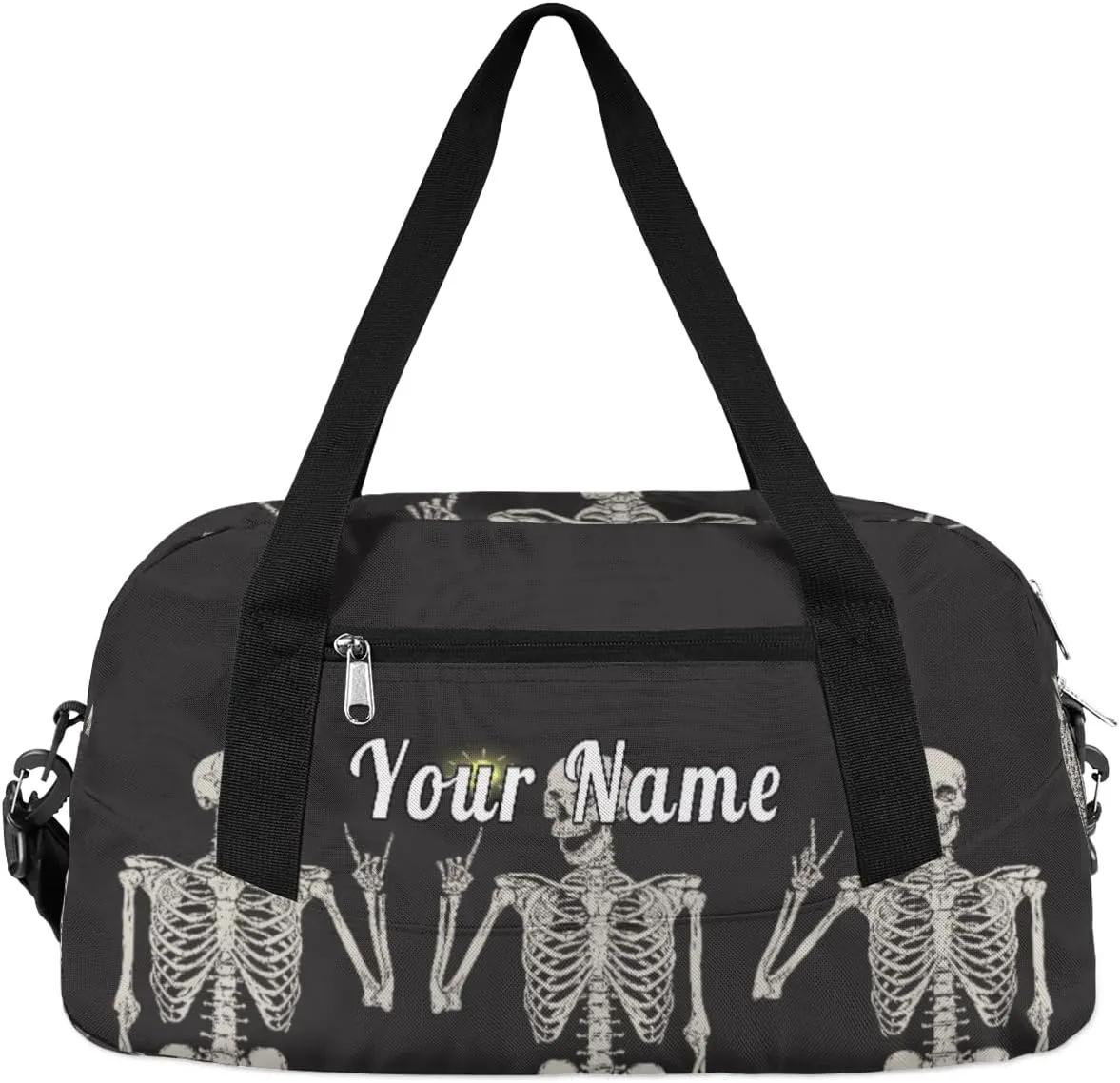 Personalized Kids Duffel Bag Funny Skull Skeleton,Custom Sport Gym Bag for Boys Girls,WWeekender Overnight Bags Travel Duffel Bag,Customized Kids Gift