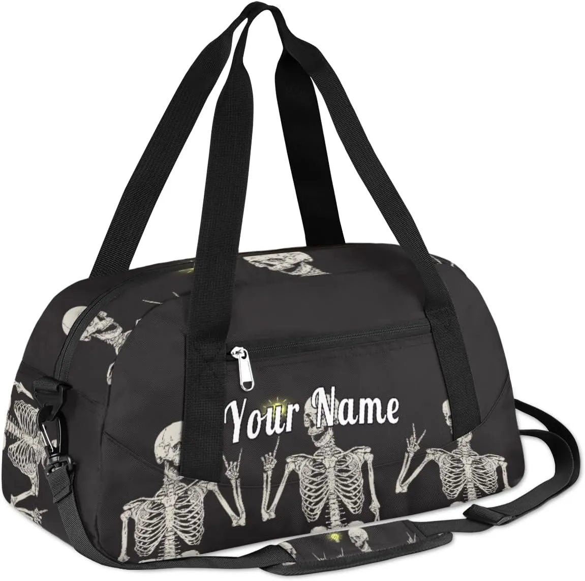 Personalized Kids Duffel Bag Funny Skull Skeleton,Custom Sport Gym Bag for Boys Girls,WWeekender Overnight Bags Travel Duffel Bag,Customized Kids Gift