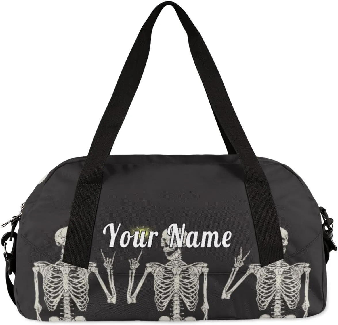 Personalized Kids Duffel Bag Funny Skull Skeleton,Custom Sport Gym Bag for Boys Girls,WWeekender Overnight Bags Travel Duffel Bag,Customized Kids Gift