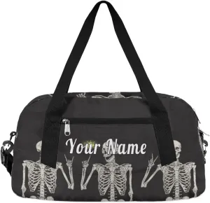 Personalized Kids Duffel Bag Funny Skull Skeleton,Custom Sport Gym Bag for Boys Girls,WWeekender Overnight Bags Travel Duffel Bag,Customized Kids Gift