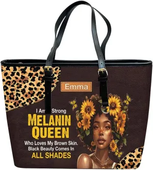 Personalized Leather Tote Bag for Black African Women, Custom Name Handbag, Mother’s Day Birthday & Christmas Gift