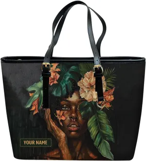 Personalized Leather Tote Bag for Black African Women, Custom Name Handbag, Mother’s Day Birthday & Christmas Gift