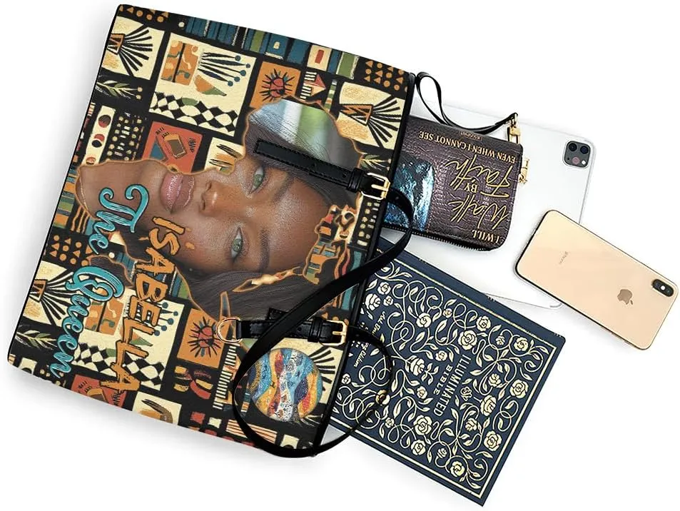 Personalized Leather Tote Bag for Black African Women, Custom Name Handbag, Mother’s Day Birthday & Christmas Gift