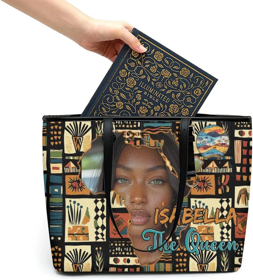 Personalized Leather Tote Bag for Black African Women, Custom Name Handbag, Mother’s Day Birthday & Christmas Gift