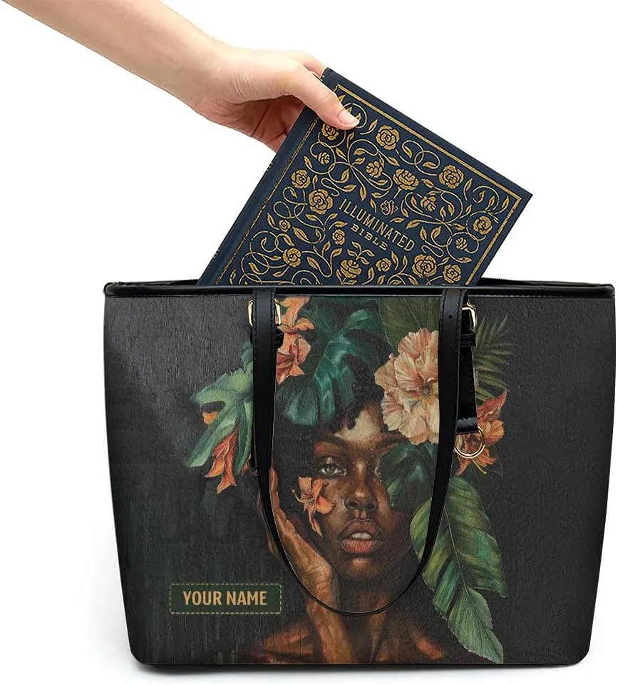 Personalized Leather Tote Bag for Black African Women, Custom Name Handbag, Mother’s Day Birthday & Christmas Gift