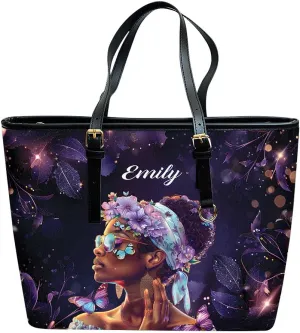 Personalized Leather Tote Bag for Black African Women, Custom Name Handbag, Mother’s Day Birthday & Christmas Gift