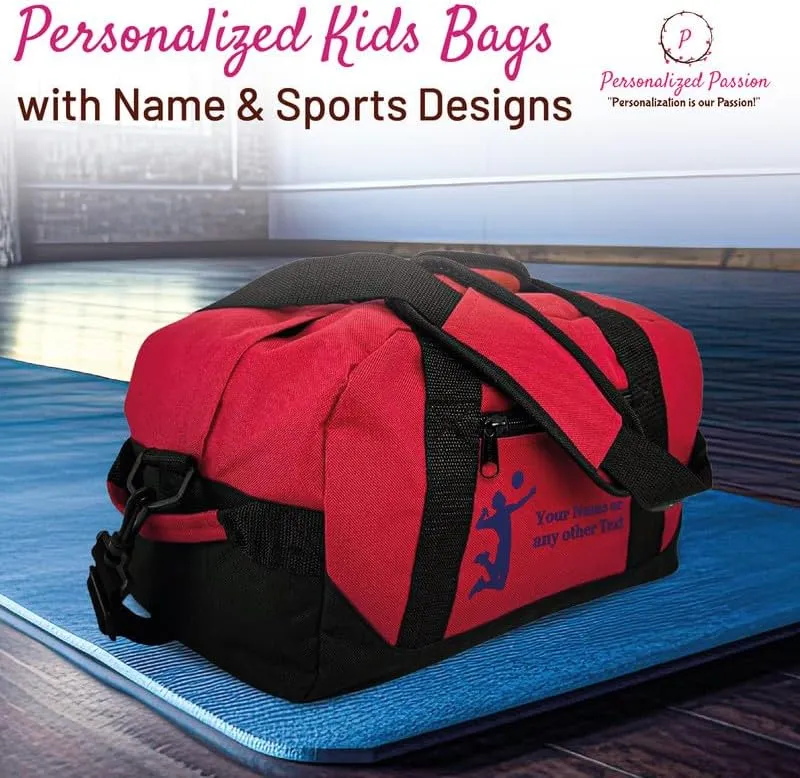 Personalized Passion Small Sports Duffel Bags for Kids - 14” Waterproof Travel Duffle with Embroidered Name & Baseball Design - Gold Two-Toned Kids Weekender Bag for Boys and Girls