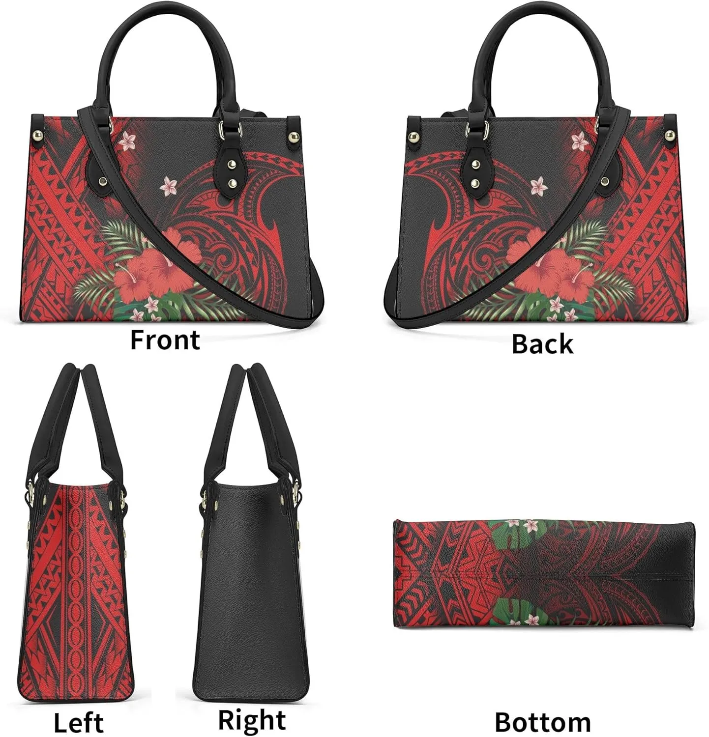Personalized Pu Handbags For Women Polynesian Elegant Temperament Square Shoulder Bag Crossbody Bag Custom Pattern