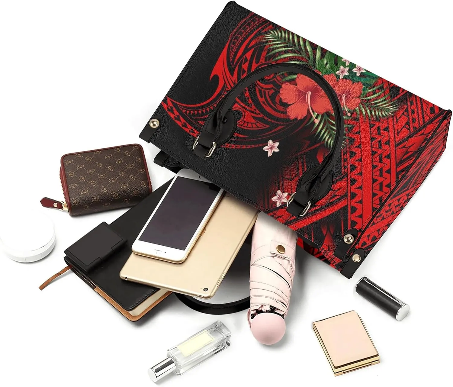 Personalized Pu Handbags For Women Polynesian Elegant Temperament Square Shoulder Bag Crossbody Bag Custom Pattern