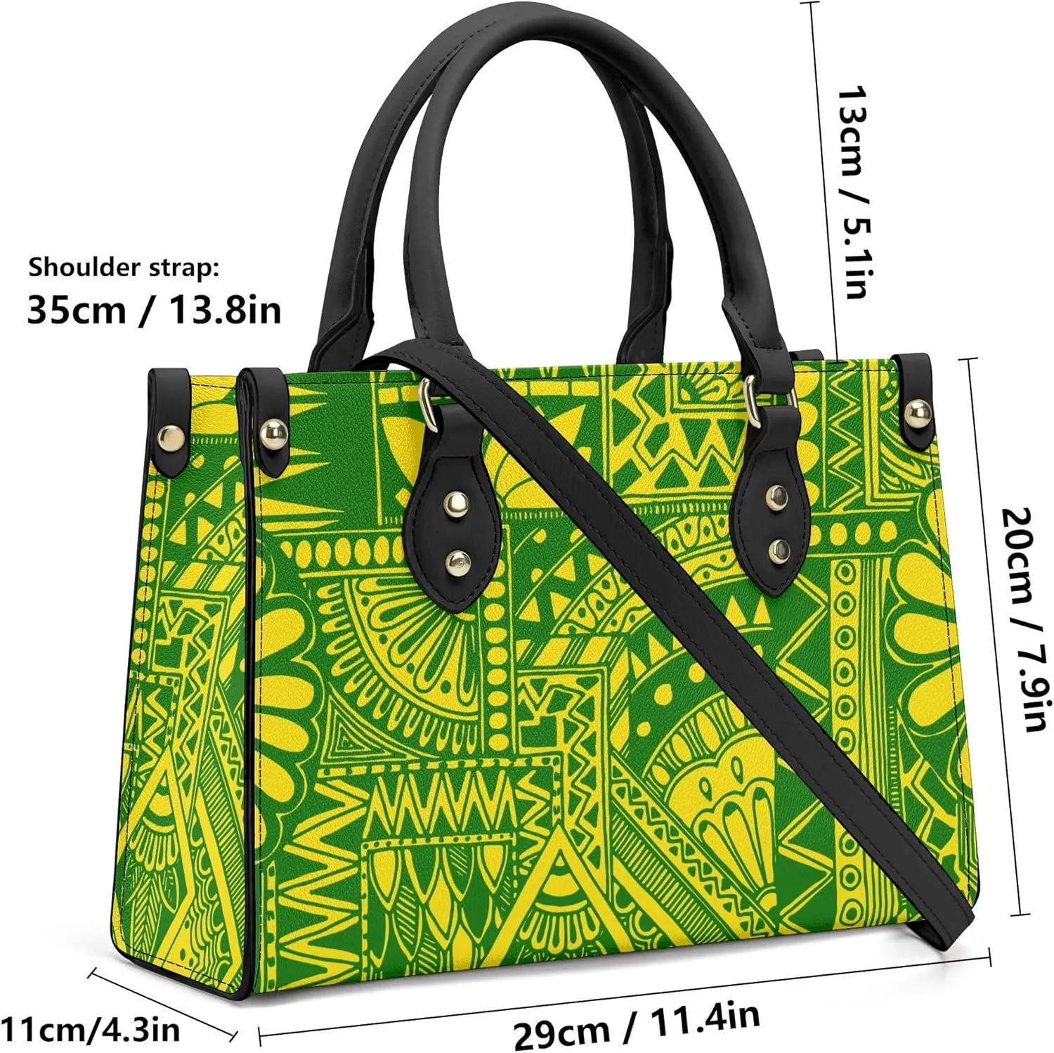 Personalized Pu Handbags For Women Polynesian Elegant Temperament Square Shoulder Bag Crossbody Bag Custom Pattern