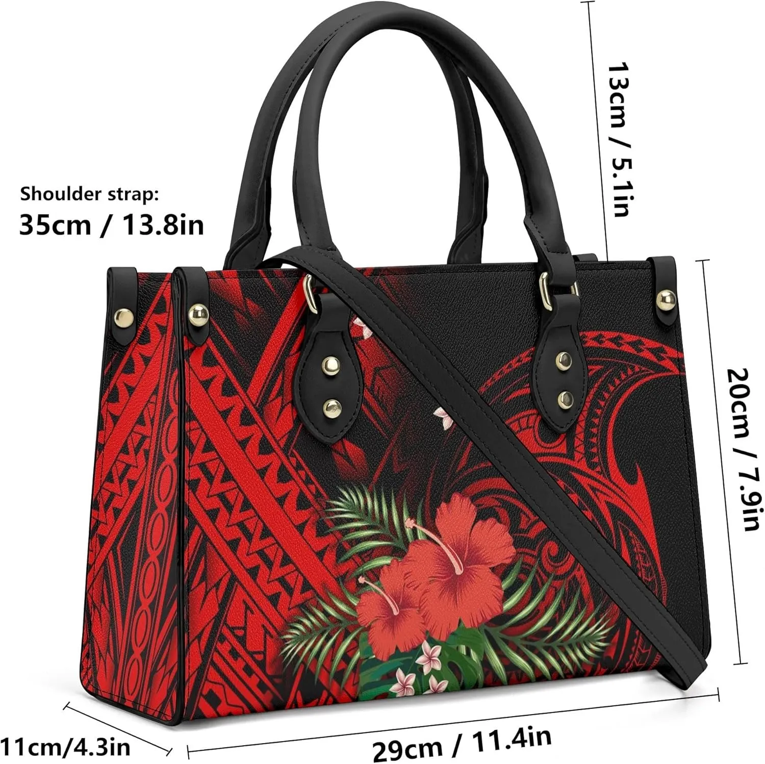 Personalized Pu Handbags For Women Polynesian Elegant Temperament Square Shoulder Bag Crossbody Bag Custom Pattern